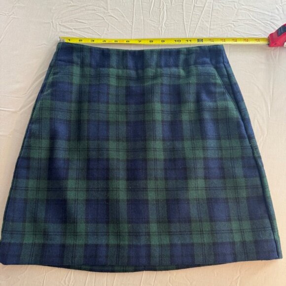 LOFT Green and Blue Plaid Mini A-Line Skirt NWT Size 2 - Picture 8 of 11